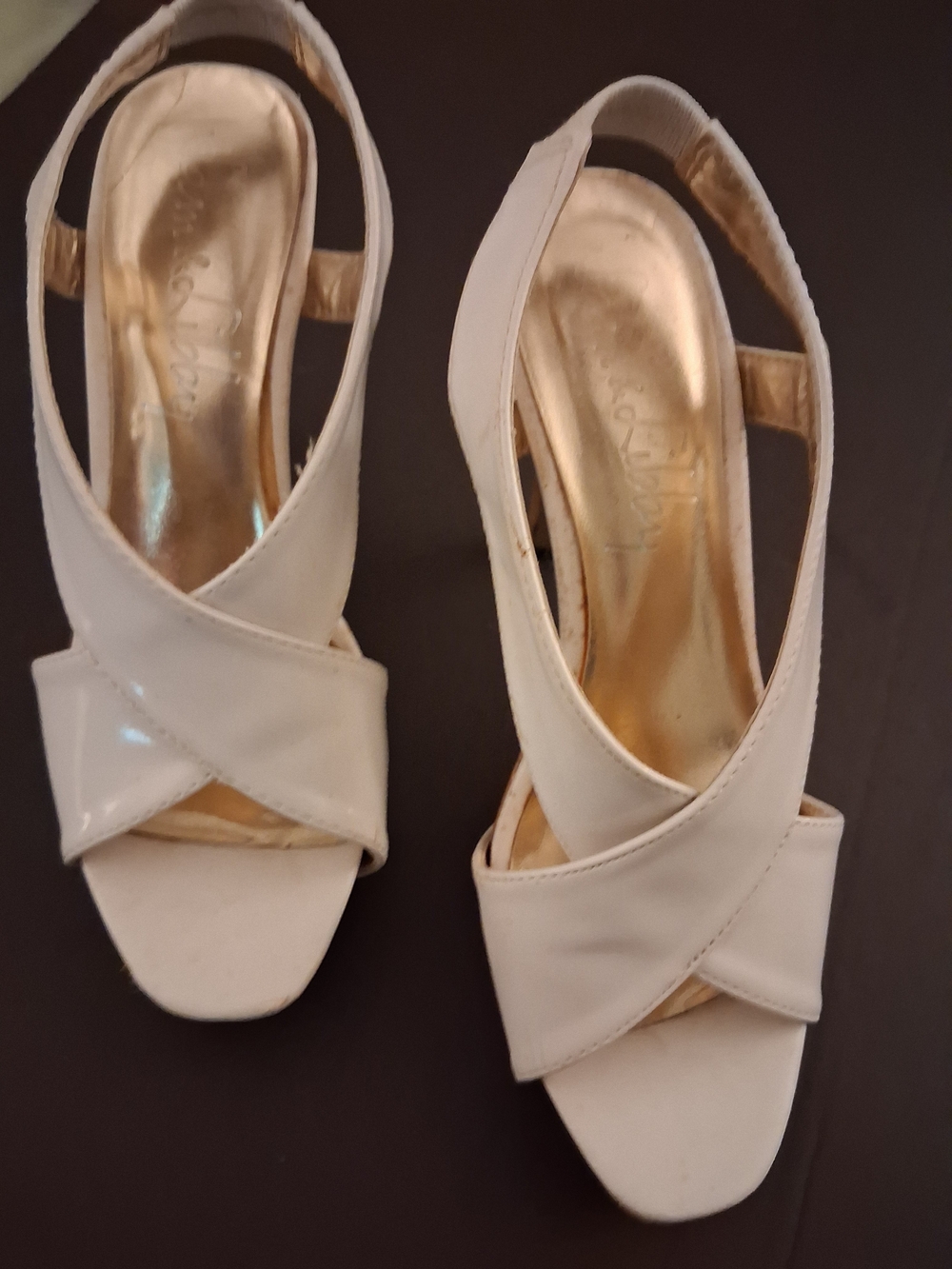 Sam & Libby Cream Crisscross Slingback Heels